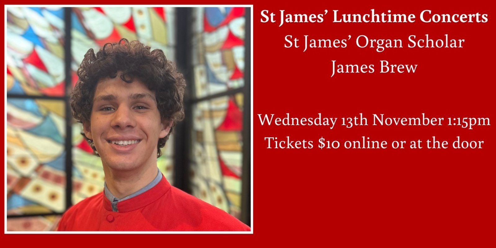 Banner image for Lunchtime Concert - St James' Organ Scholar James Brew