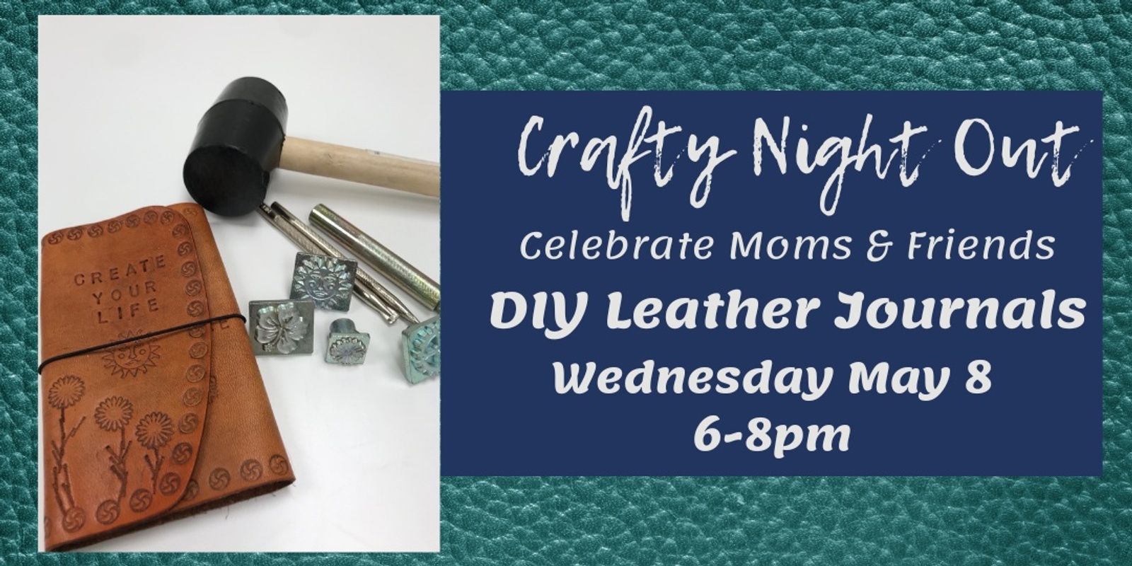 Banner image for Crafty Night Out: DIY Leather Journals, Learn to Stamp and Stain Leather