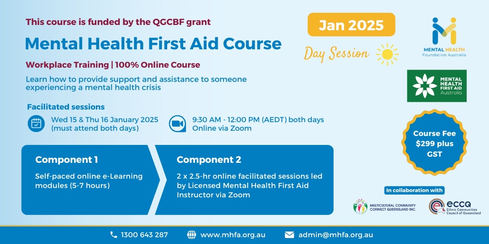 Banner image for Online Mental Health First Aid Course - January 2025 (Morning sessions) (1)