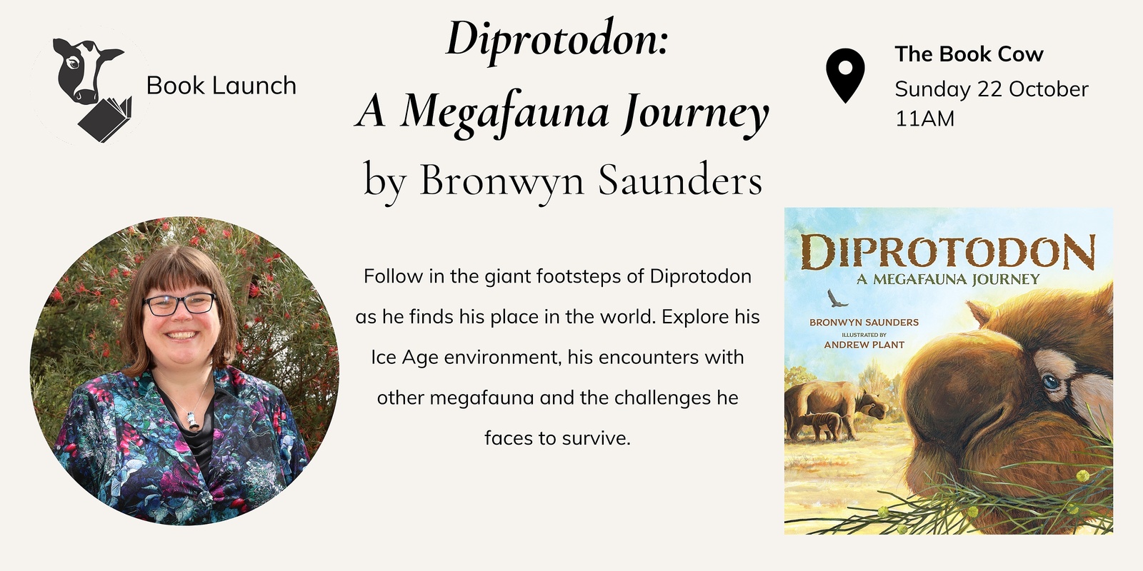 Banner image for Book Launch - Diprotodon: A Megafauna Journey by Bronwyn Saunders