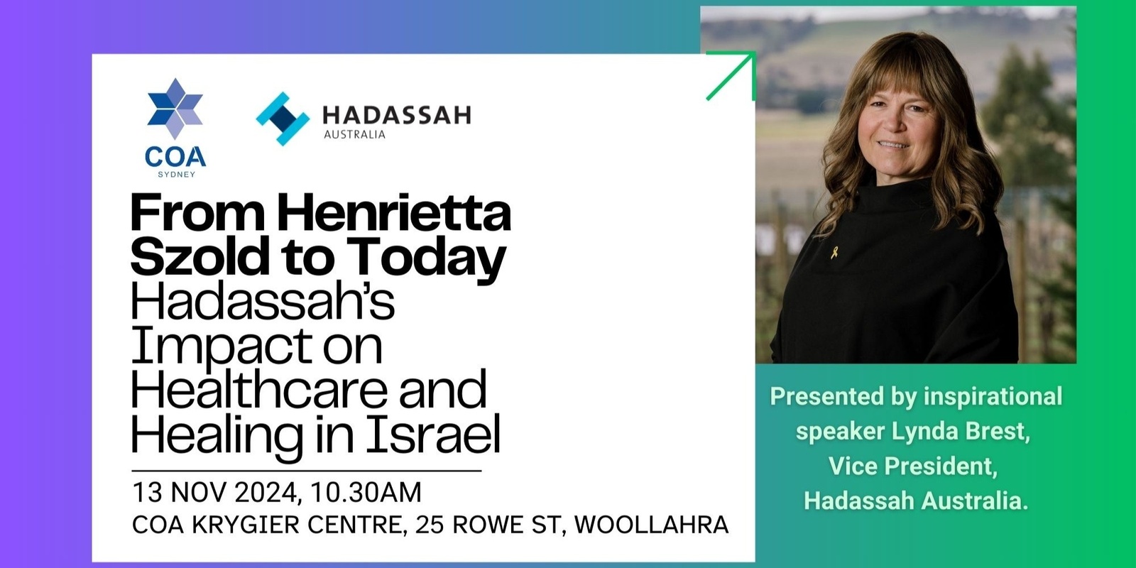 Banner image for Hadassah Australia at COA - 13 November 2024