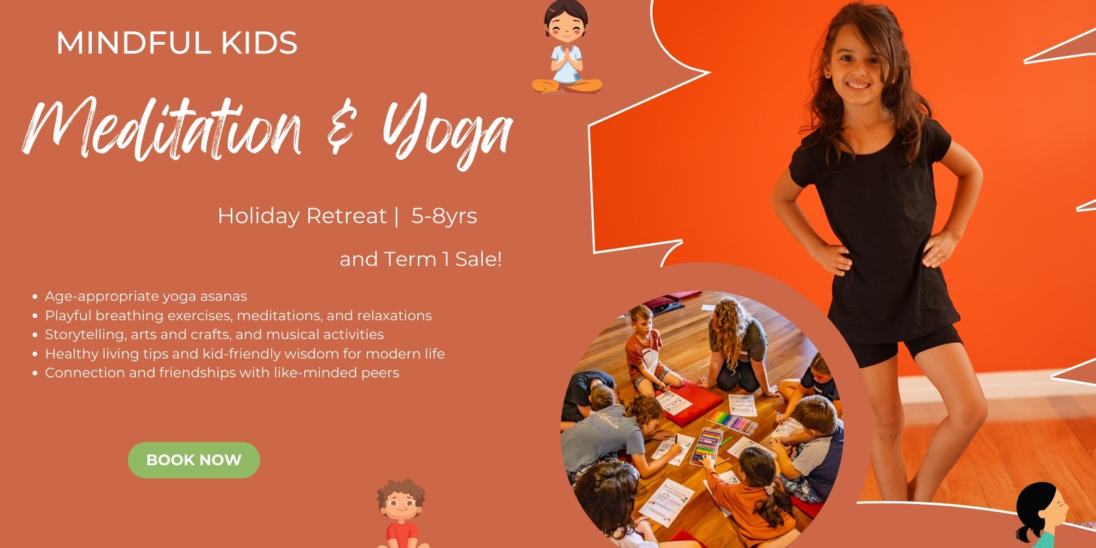 Banner image for Mindful Kids Meditation & Yoga Holiday Retreat (5-8yrs) + Term 1 Sale