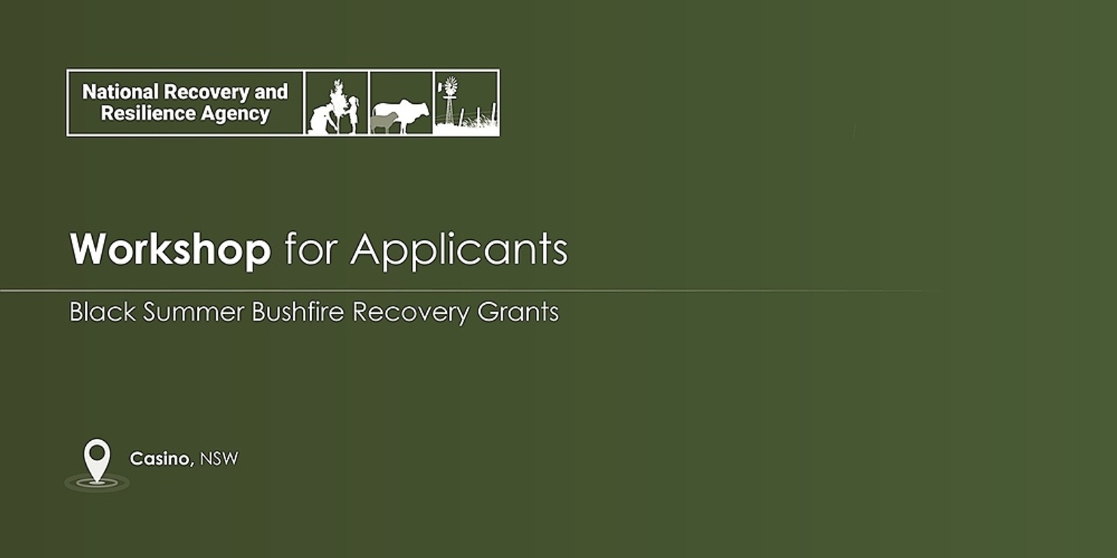 Banner image for Black Summer Bushfire Recovery Grants Applicant Support Workshop - Casino