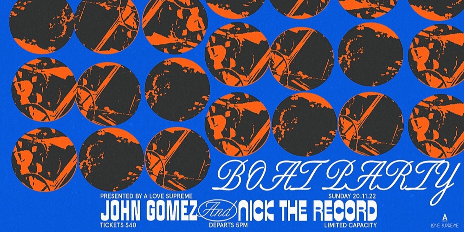 Banner image for A Love Supreme Boat Party - John Gomez & Nick the Record