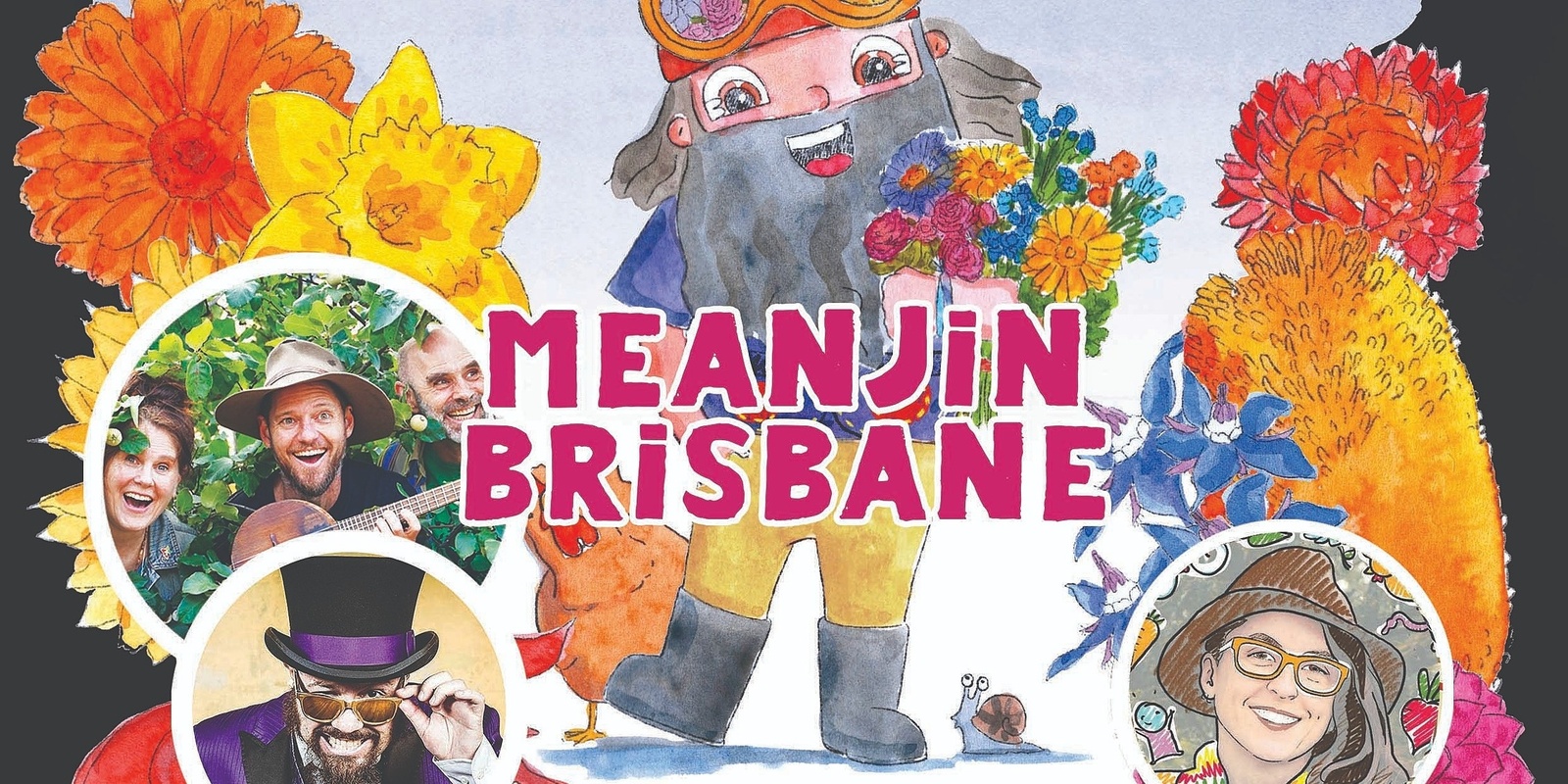 Banner image for 'Costa's Garden: Flowers' Meanjin/Brisbane Book Launch with Costa the Garden Gnome, Brenna Quinlan, Formidable Vegetable & Secret Agent 23 Skidoo