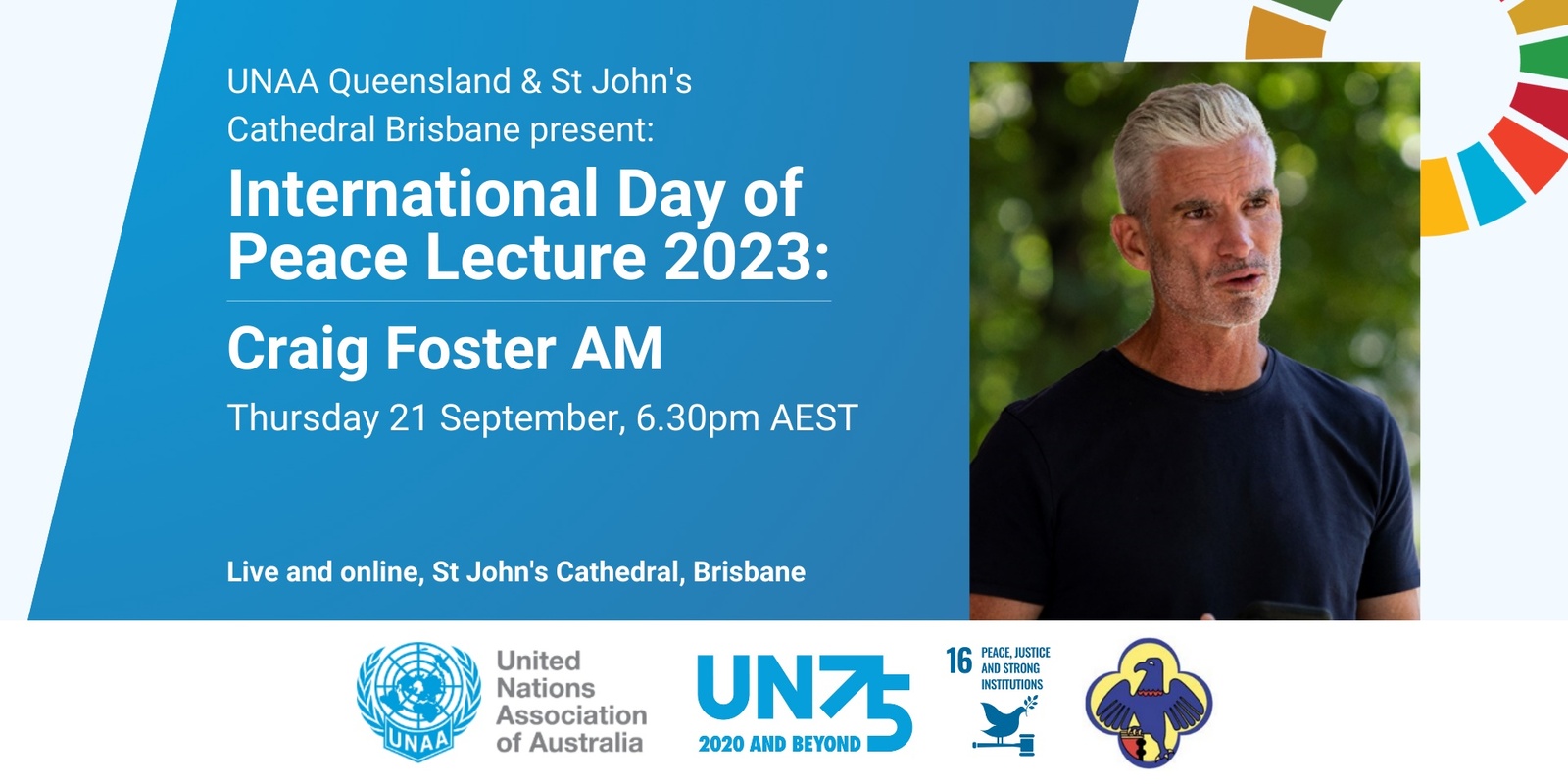 Banner image for UNAAQ International Day of Peace Lecture 2023: Craig Foster AM 