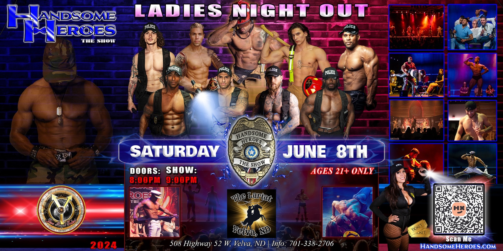 Banner image for Velva, ND -- Handsome Heroes: The Show Returns! "The Best Ladies' Night of All Time!"