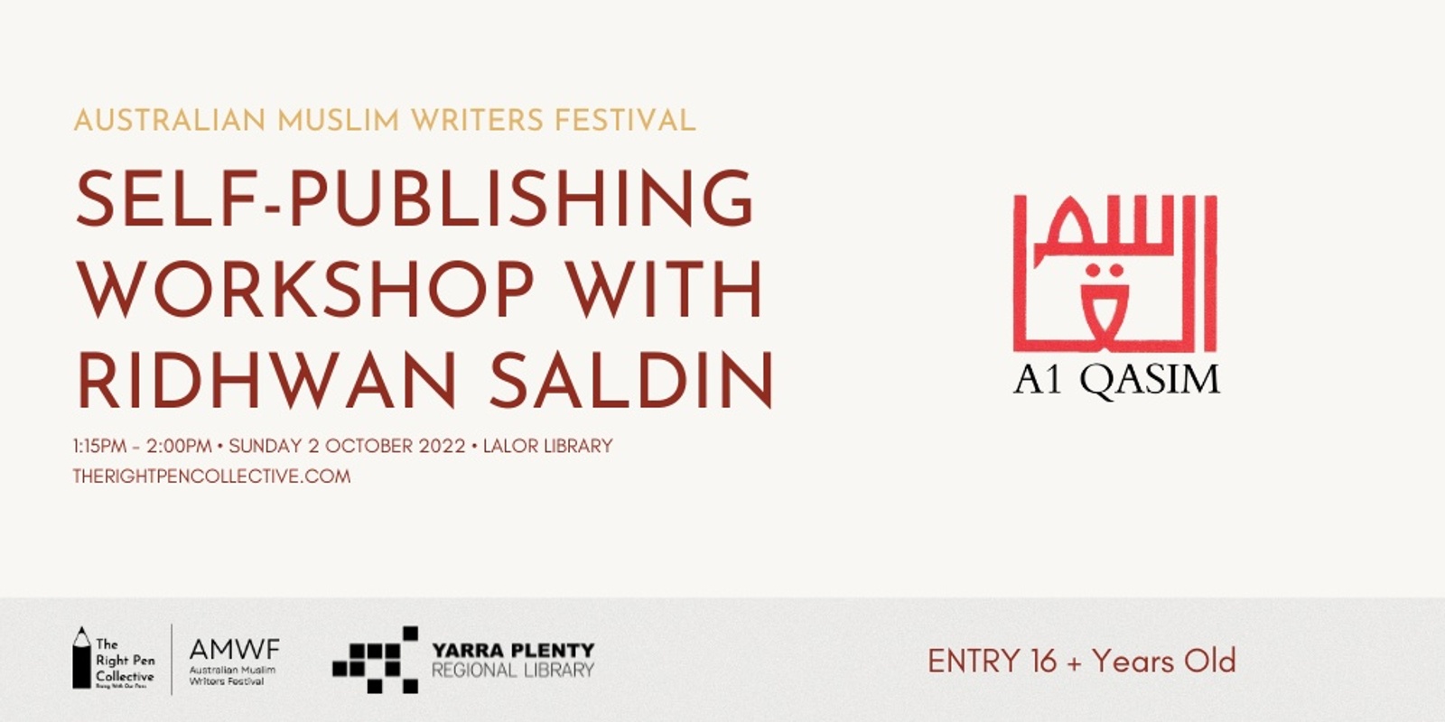 Banner image for Self Publishing Workshop with Ridhwan Saldin