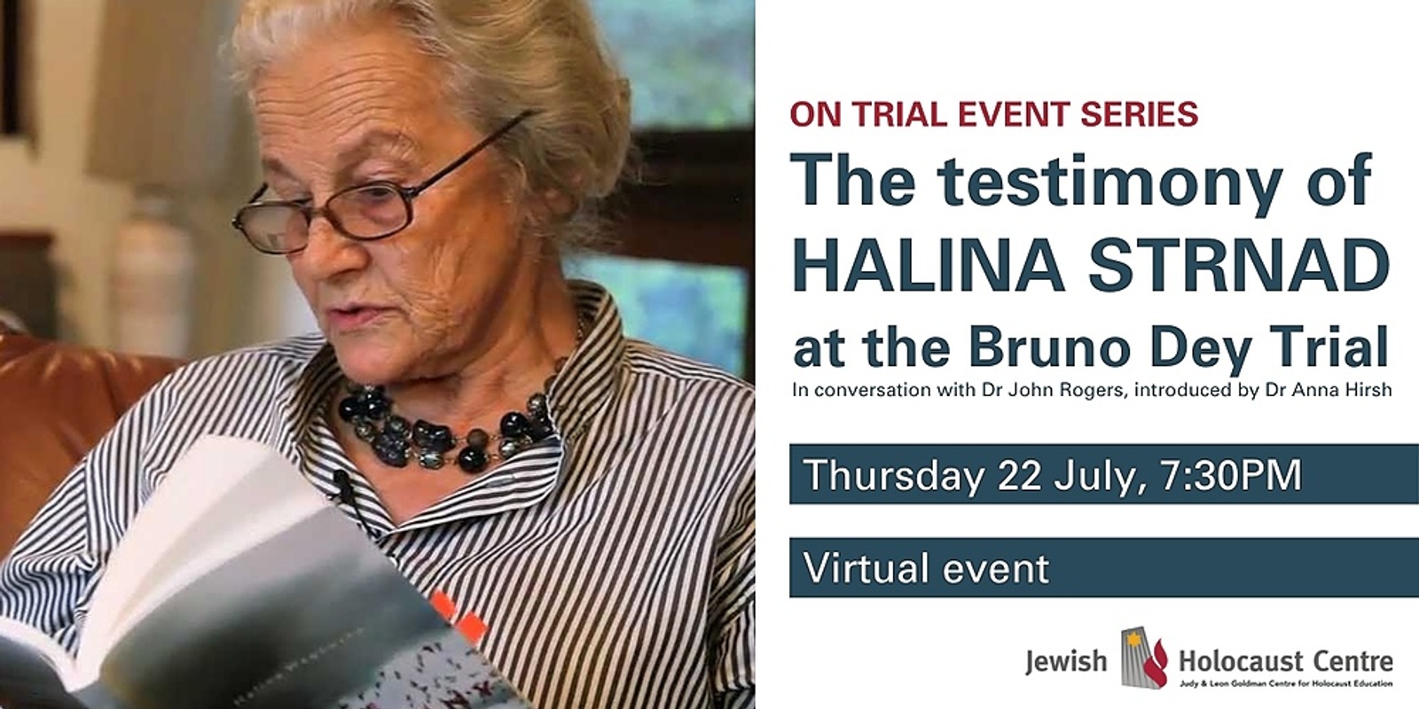 Banner image for On Trial: The testimony of Halina Strnad at the Bruno Dey Trial