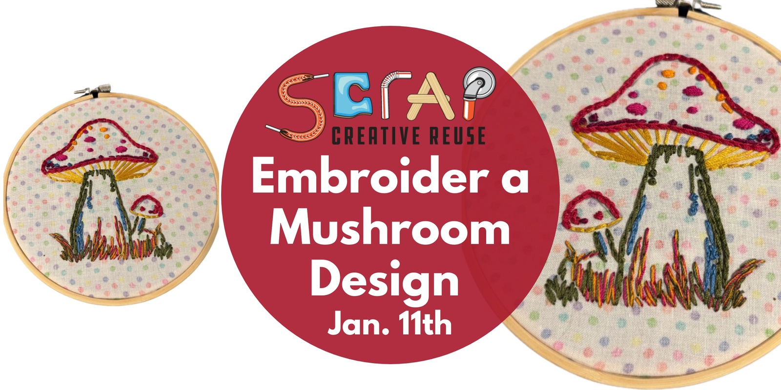 Banner image for Embroider a Mushroom Design! 1/11