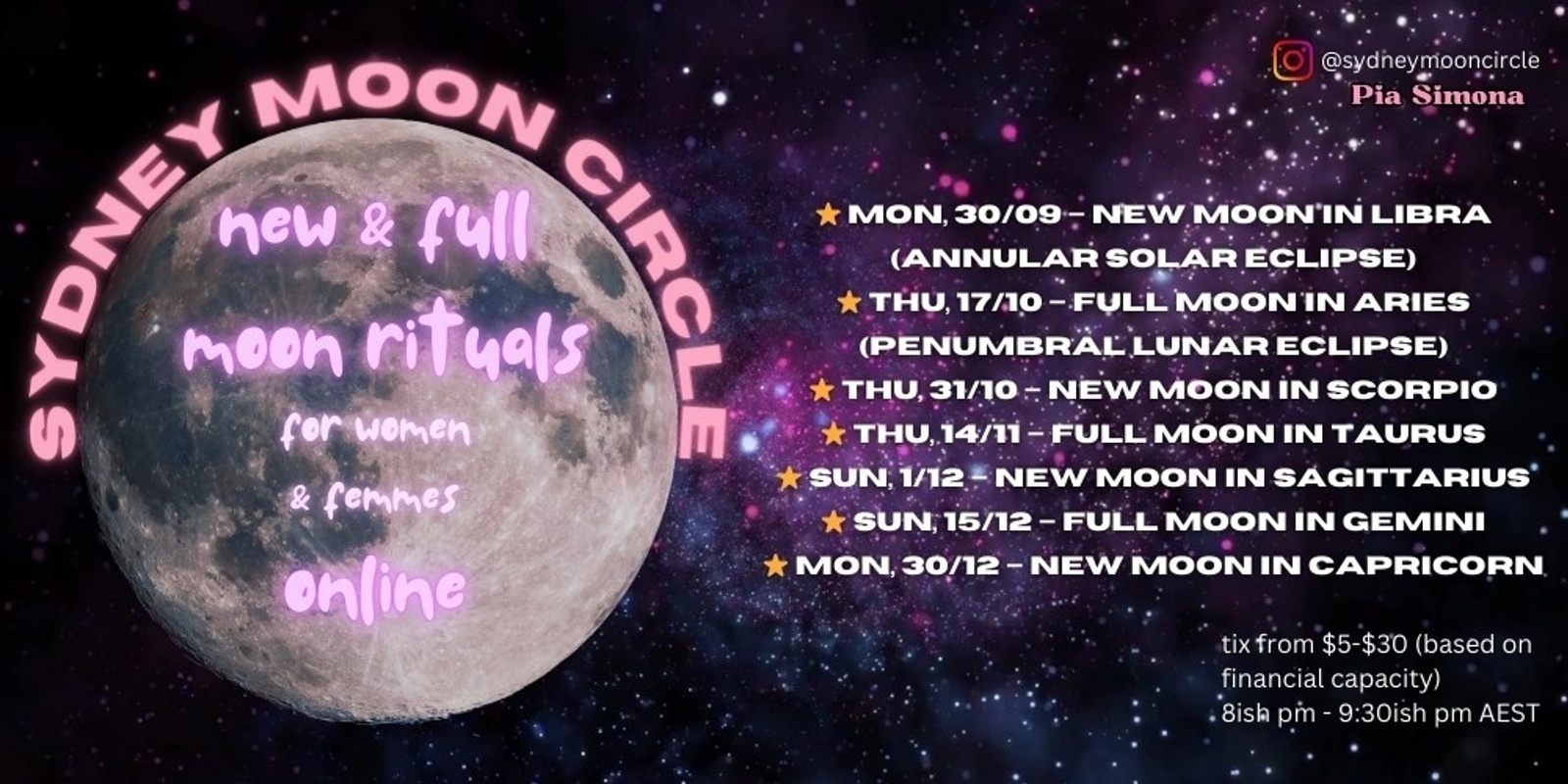 Banner image for SYDNEY MOON CIRCLE - Fortnightly Online Series 