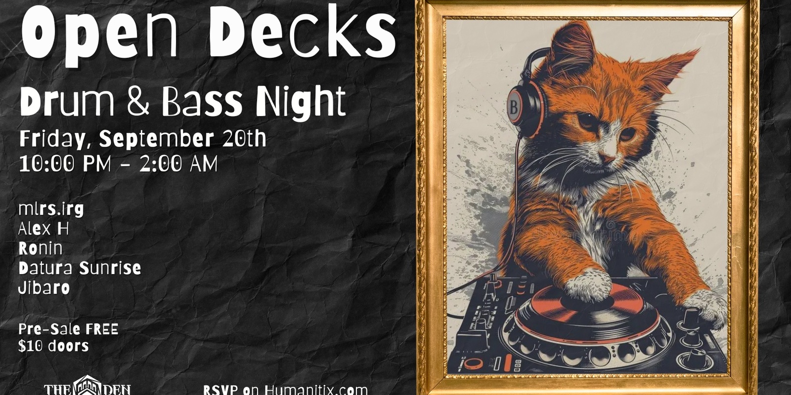 Banner image for Open Decks At The Den: Friday Drum & Bass