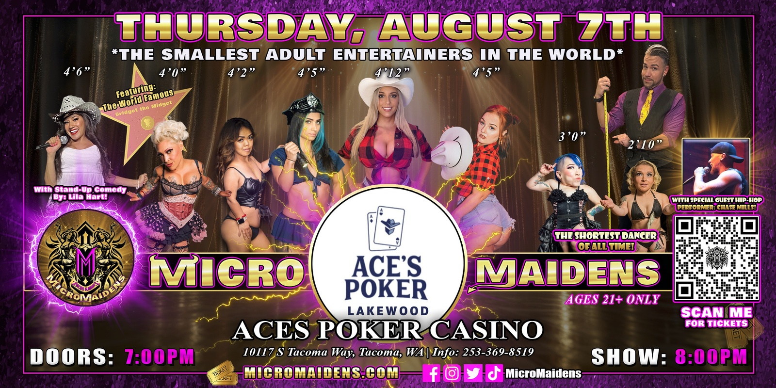 Banner image for Tacoma, WA - Micro Maidens: Dwarf Dancers @ Aces Poker Casino! "The Only Micro Revue in the World!"