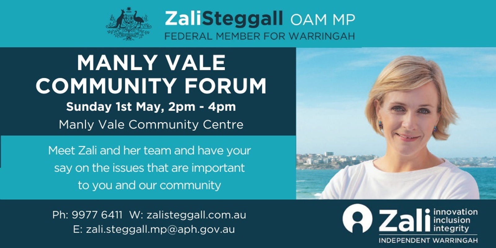 Banner image for Manly Vale Community Forum with Zali