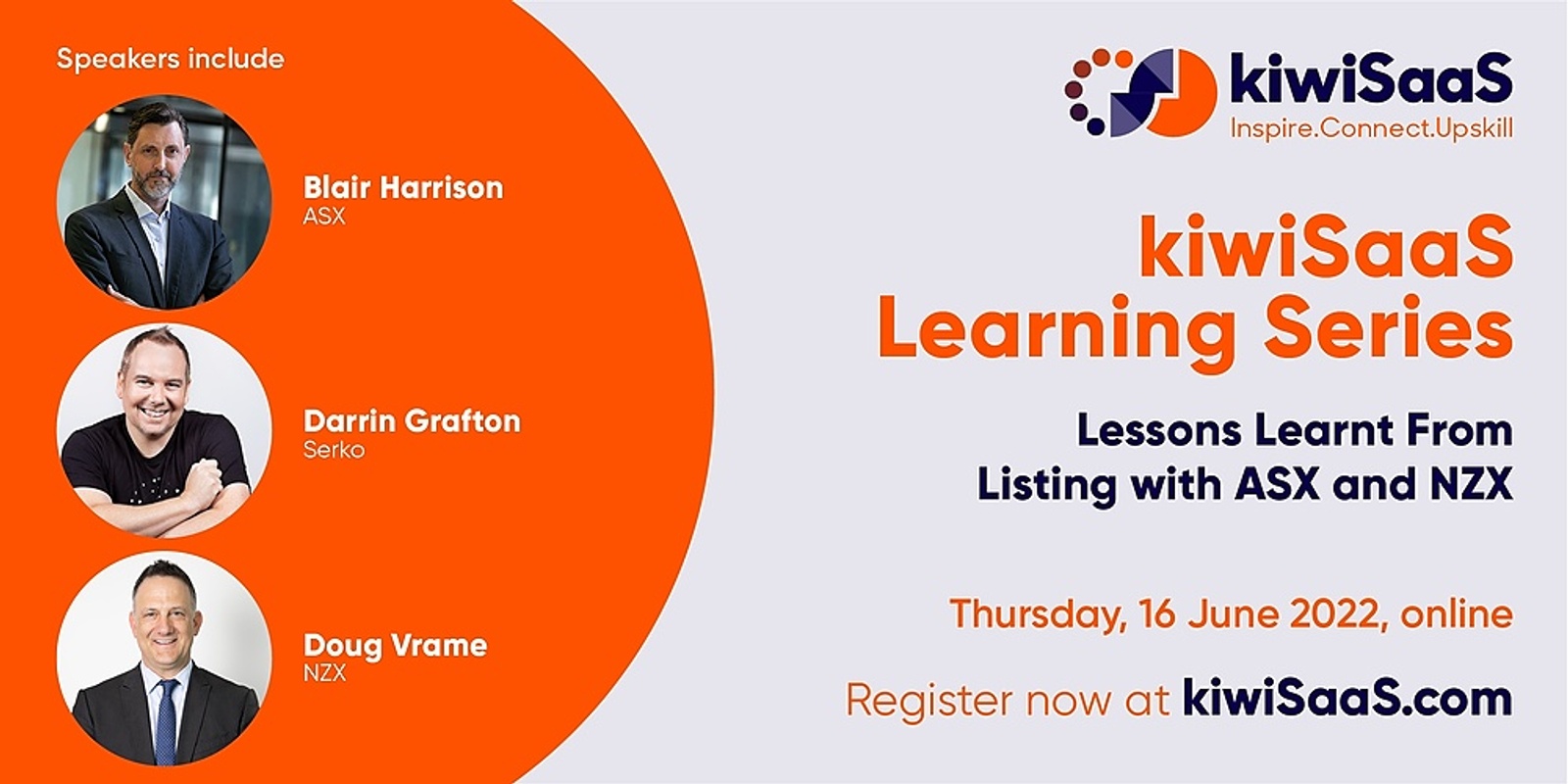 Banner image for kiwiSaas Learning Series: Lessons learnt from listing with ASX and NZX | Online 