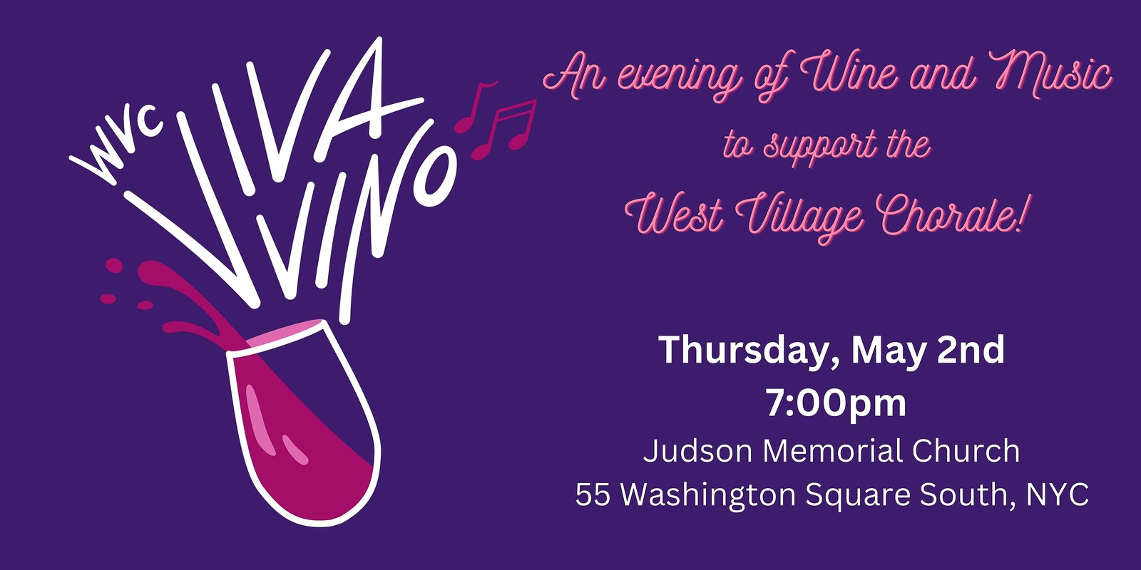 Banner image for West Village Chorale presents "Viva Vino 2024"