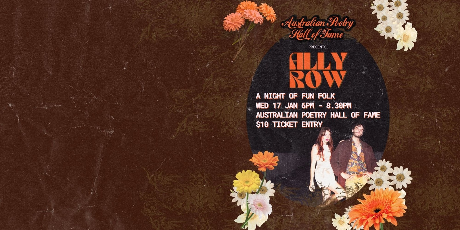 Banner image for Australian Poetry Hall of Fame Presents 'A Night of Fun Folk with Ally Row'