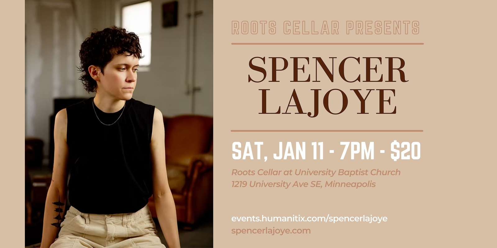 Banner image for Spencer LaJoye — Roots Cellar Concert