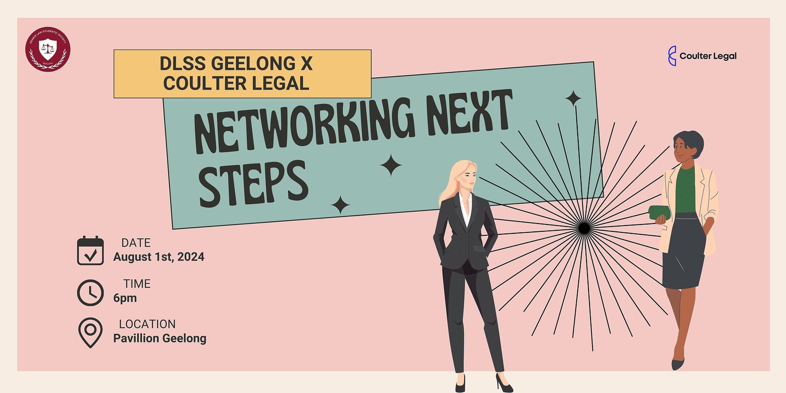 Banner image for Networking Next Steps - a DLSS Geelong x Coulter Legal event