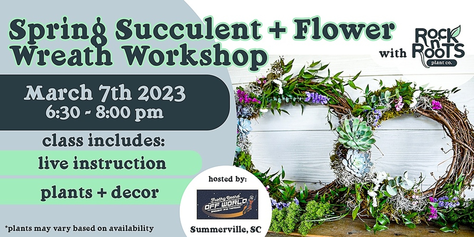 Spring Succulent Flower Wreath Workshop At Frothy Beard Off World Summerville Sc Humanitix 