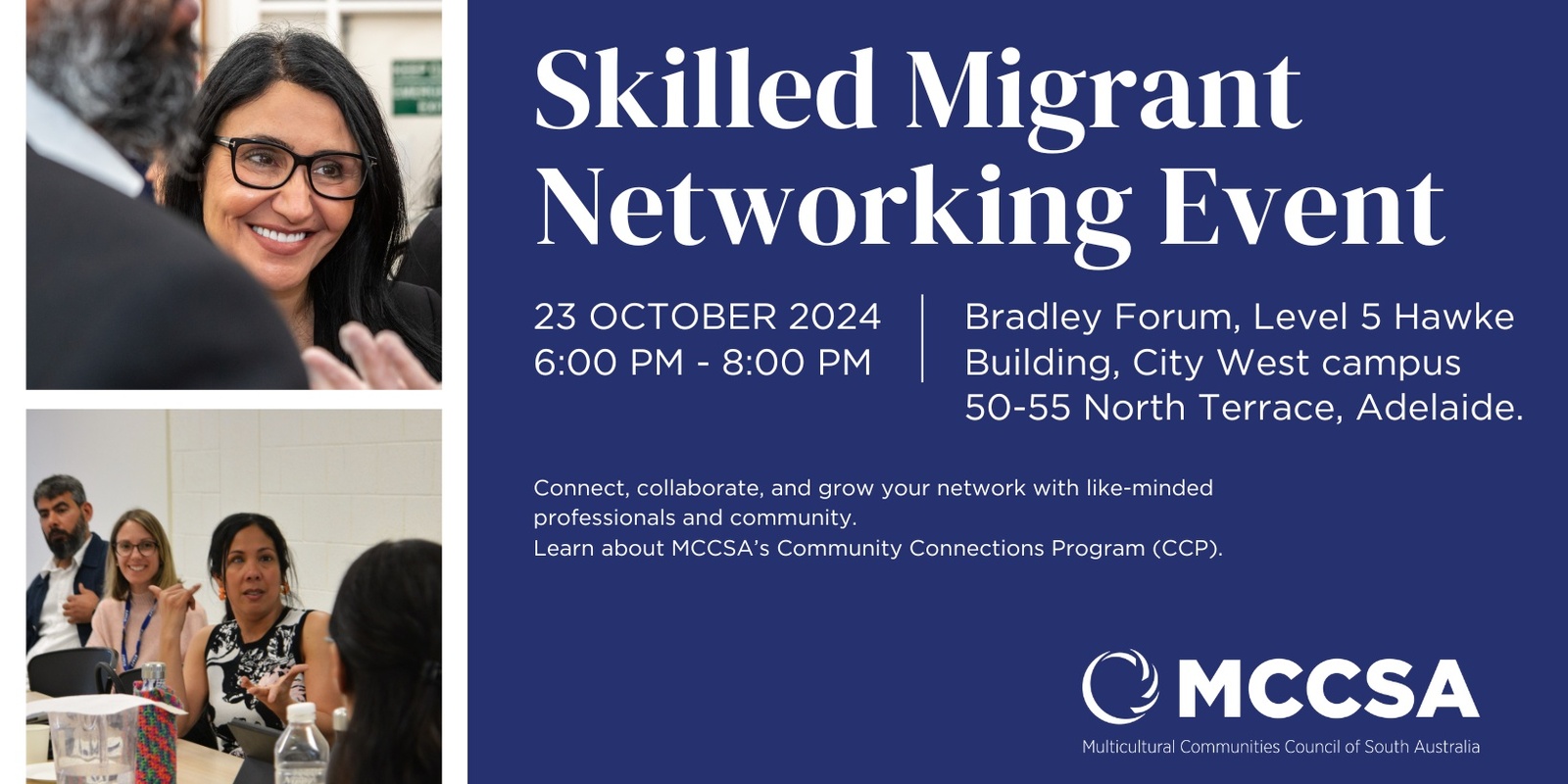 Banner image for Skilled Migrant Networking Evening by MCCSA and Community Connections Program