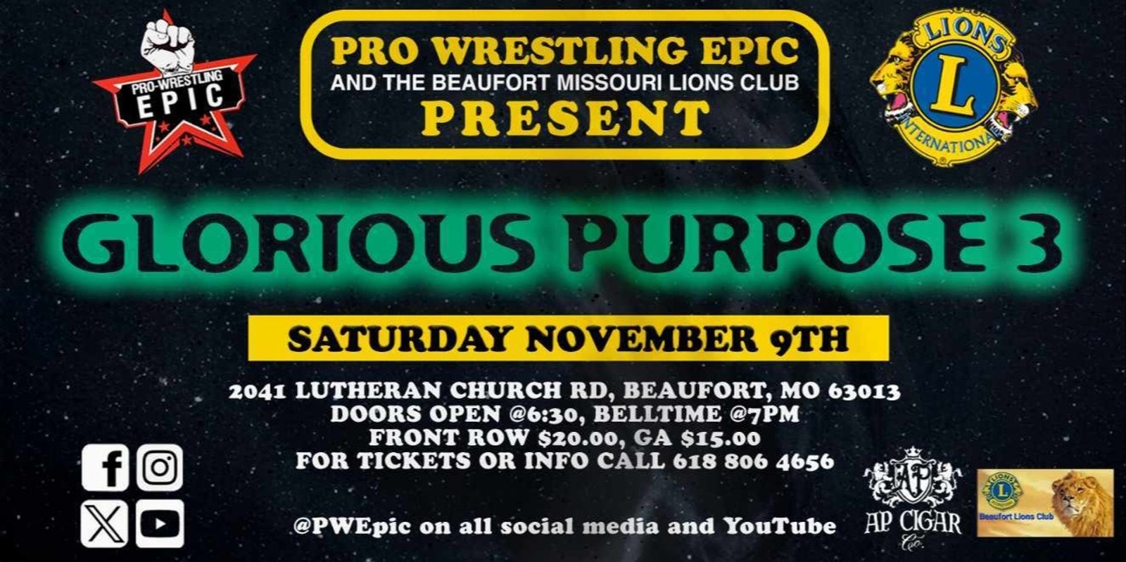 Banner image for Pro Wrestling Epic presents Glorious Purpose 3