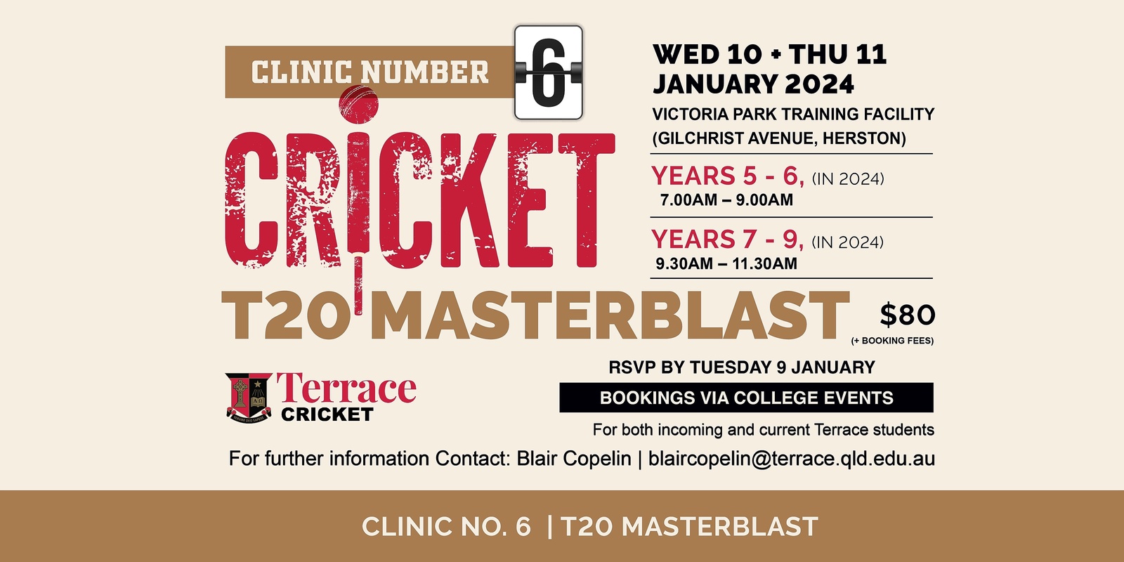Banner image for Terrace Cricket Holiday Clinic #6 | T20 Masterblast