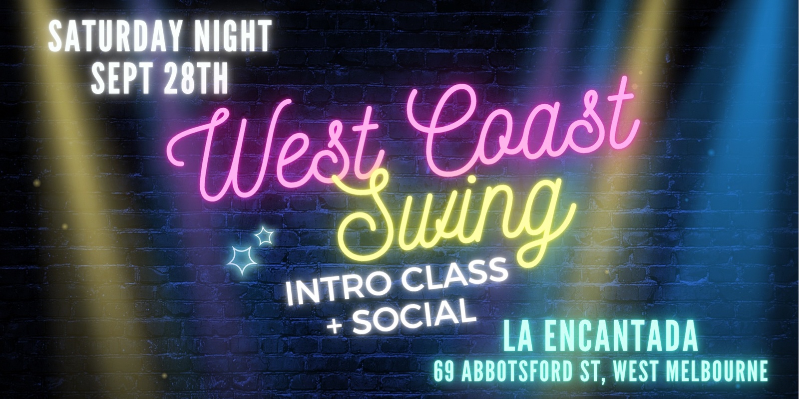 Banner image for Saturday Social + West Coast Swing Intro Class @ La Encantada!