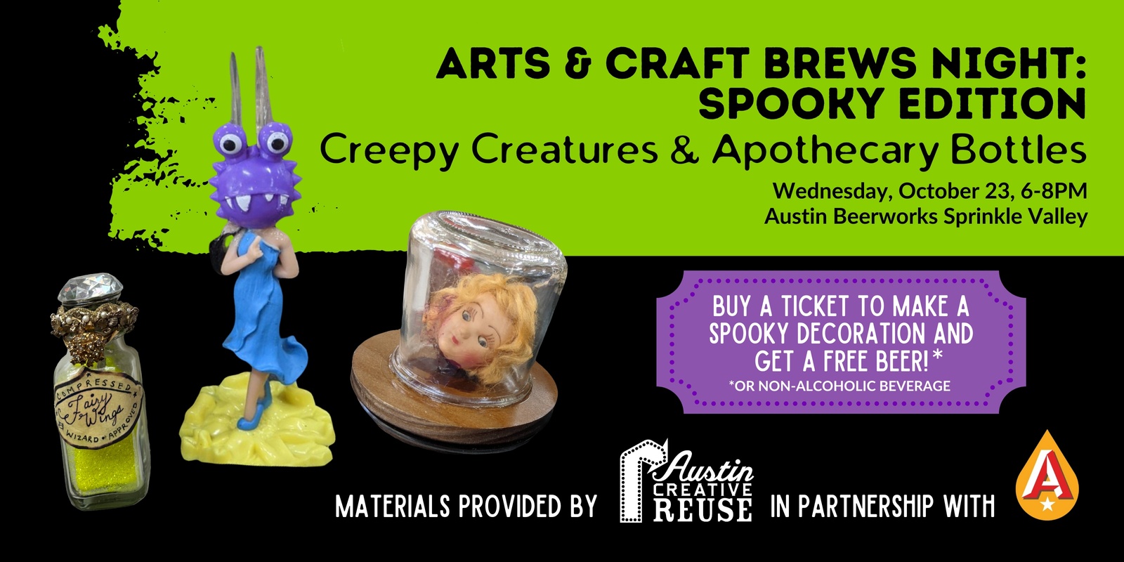 Banner image for Arts & Craft Brews Night at Austin Beerworks: Spooky Edition