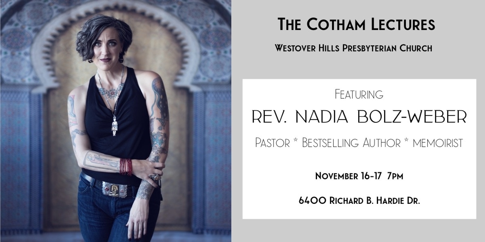 Banner image for Nadia Bolz-Weber  The Cotham Lectures