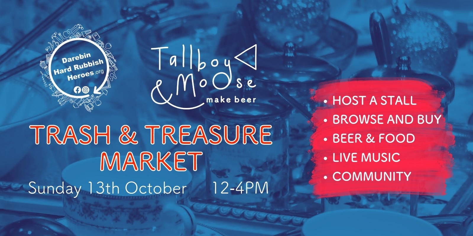 Banner image for Stallholder Bookings for OCT 13 Spring Trash & Treasure Market