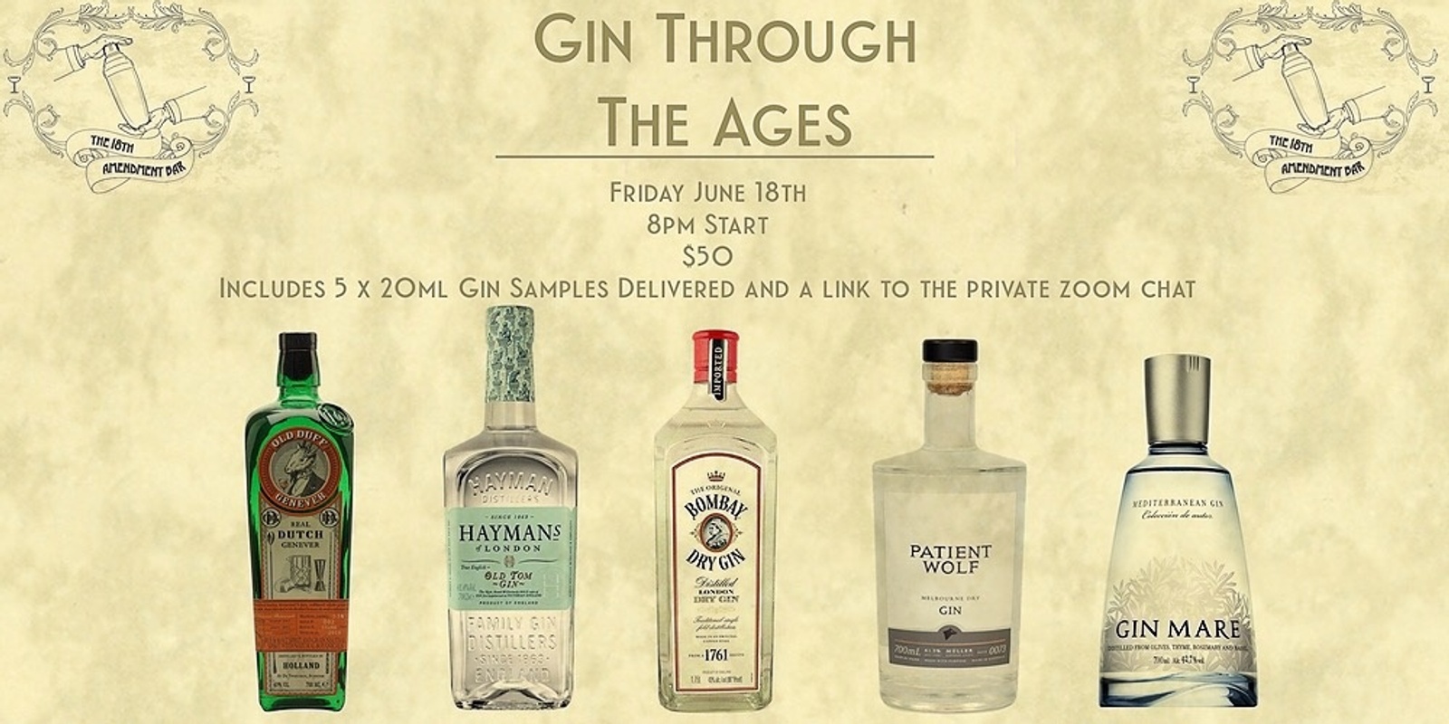 Banner image for Gin Through the Ages - Virtual Masterclass with The 18th Amendment Bar