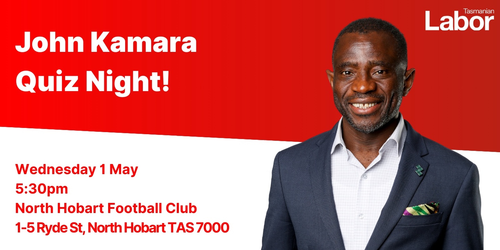 Banner image for John Kamara for Hobart, Quiz Night!