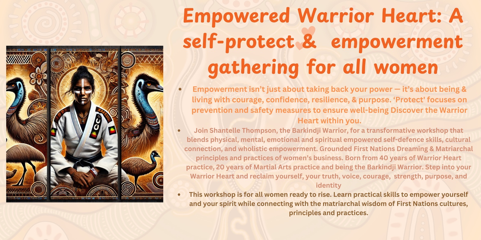 Banner image for Empowered Warrior Heart: A Ceremony & Gathering of Empowerment, Purpose, Self-Protection and Reclamation