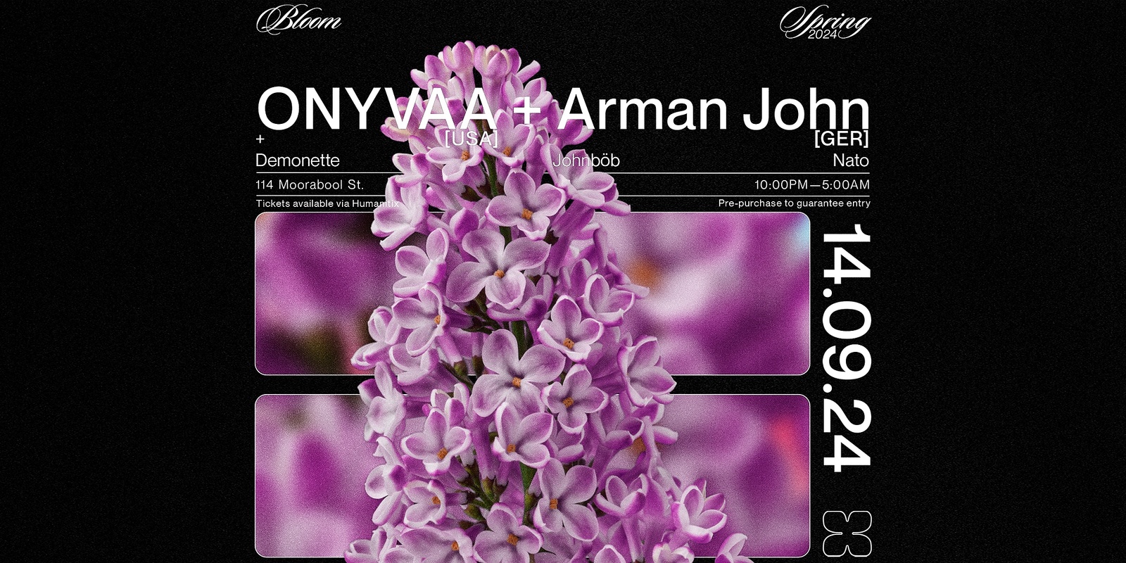 Banner image for Bloom ▬ Arman John [GER] & ONYVAA [USA]