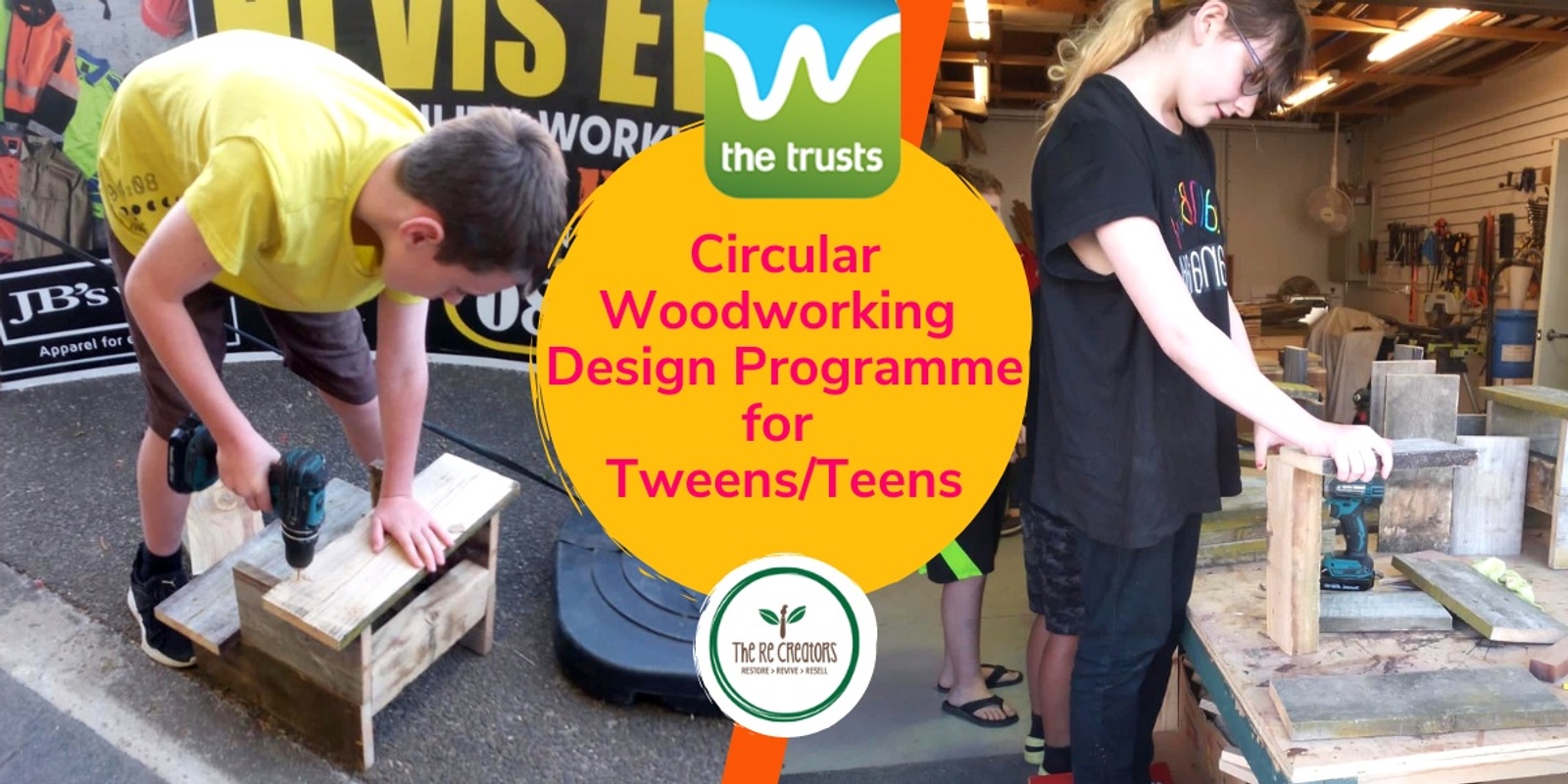 Banner image for Circular Woodworking Programme for Tweens/Teens Aged 10-15 (8 Weeks), West Auckland's RE: MAKER SPACE Wed 19 July - 6 September, 4-6pm