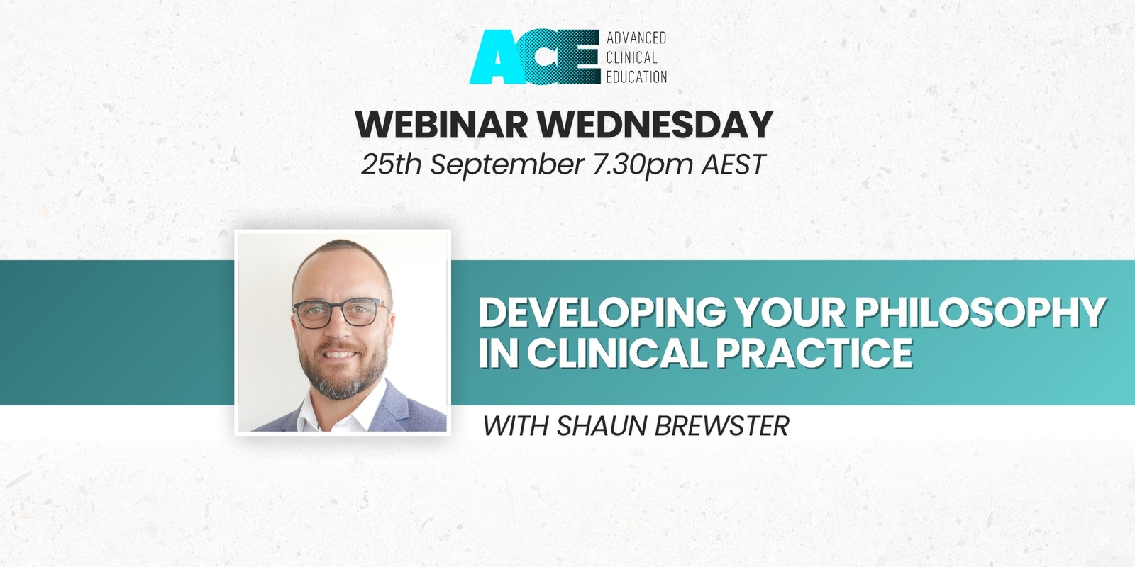 Banner image for Developing your philosophy in clinical practice with Shaun Brewster - Webinar