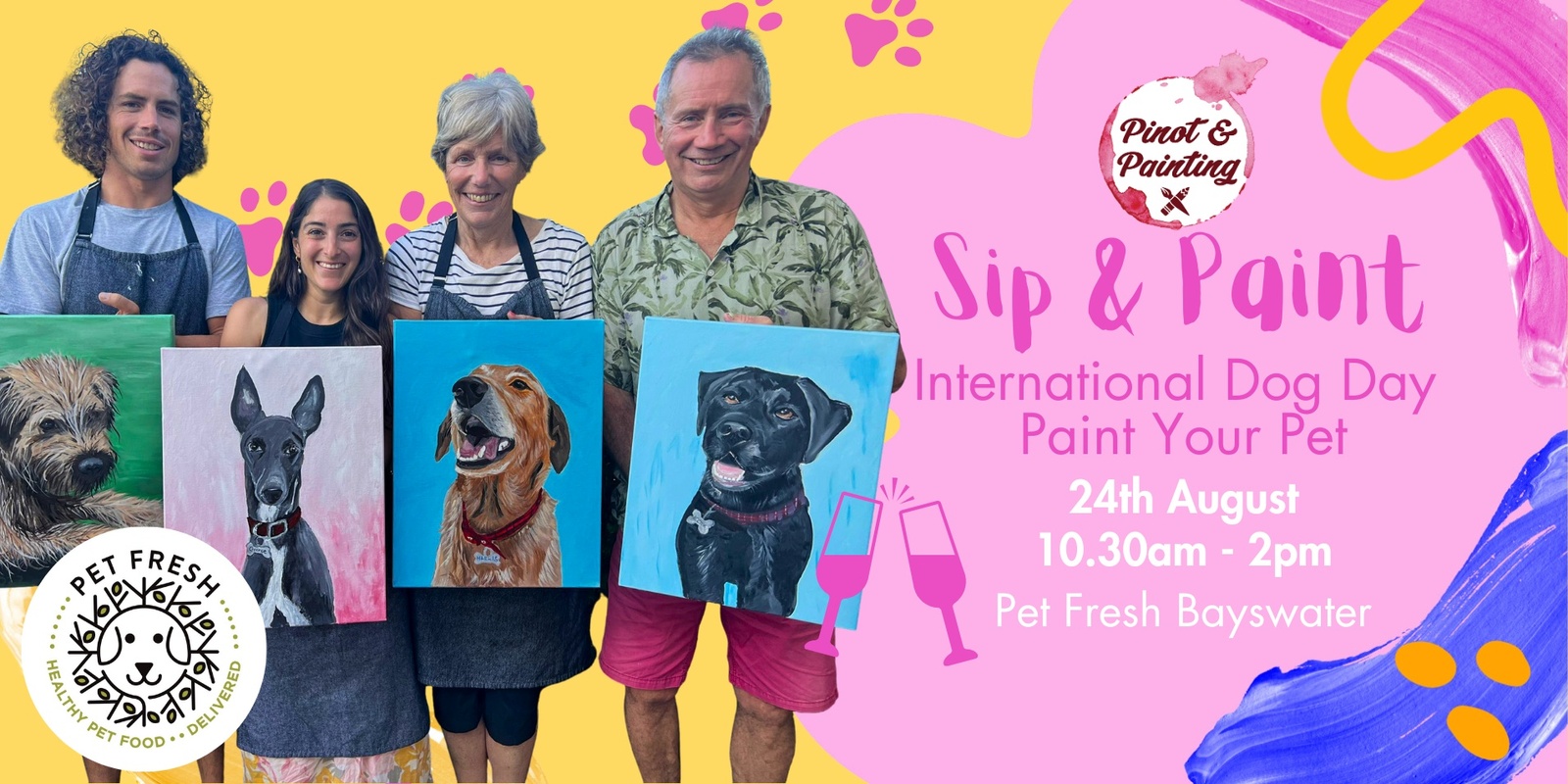 Banner image for Sip & Paint: Paint Your Pet - International Dog Day edition! @ Pet Fresh - Bayswater