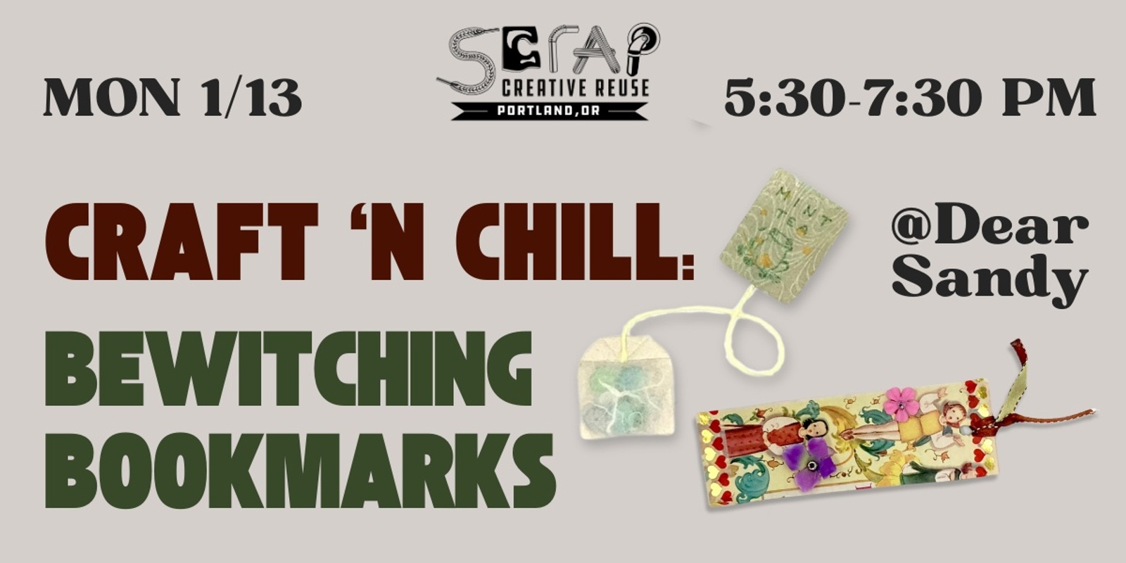 Banner image for Adult Craft 'n Chill: Bewitching Bookmarks at DEAR SANDY! 🔖📚 • Ages 21+