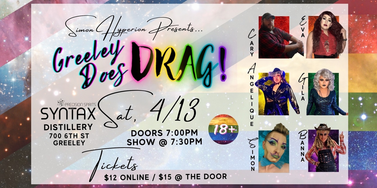 Banner image for GREELEY DOES DRAG! @ Syntax Distillery