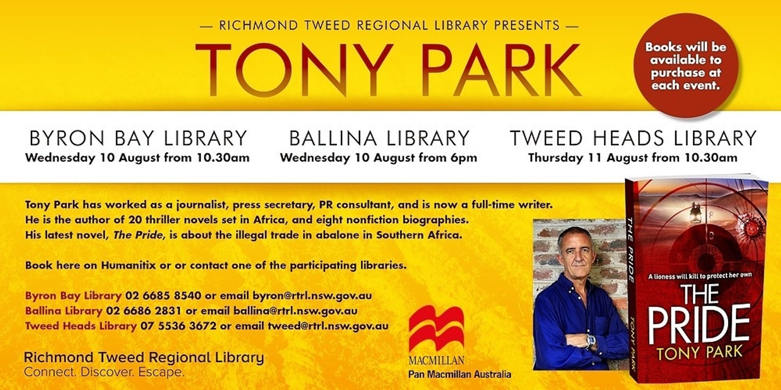 Banner image for Tony Park at Byron Bay Library