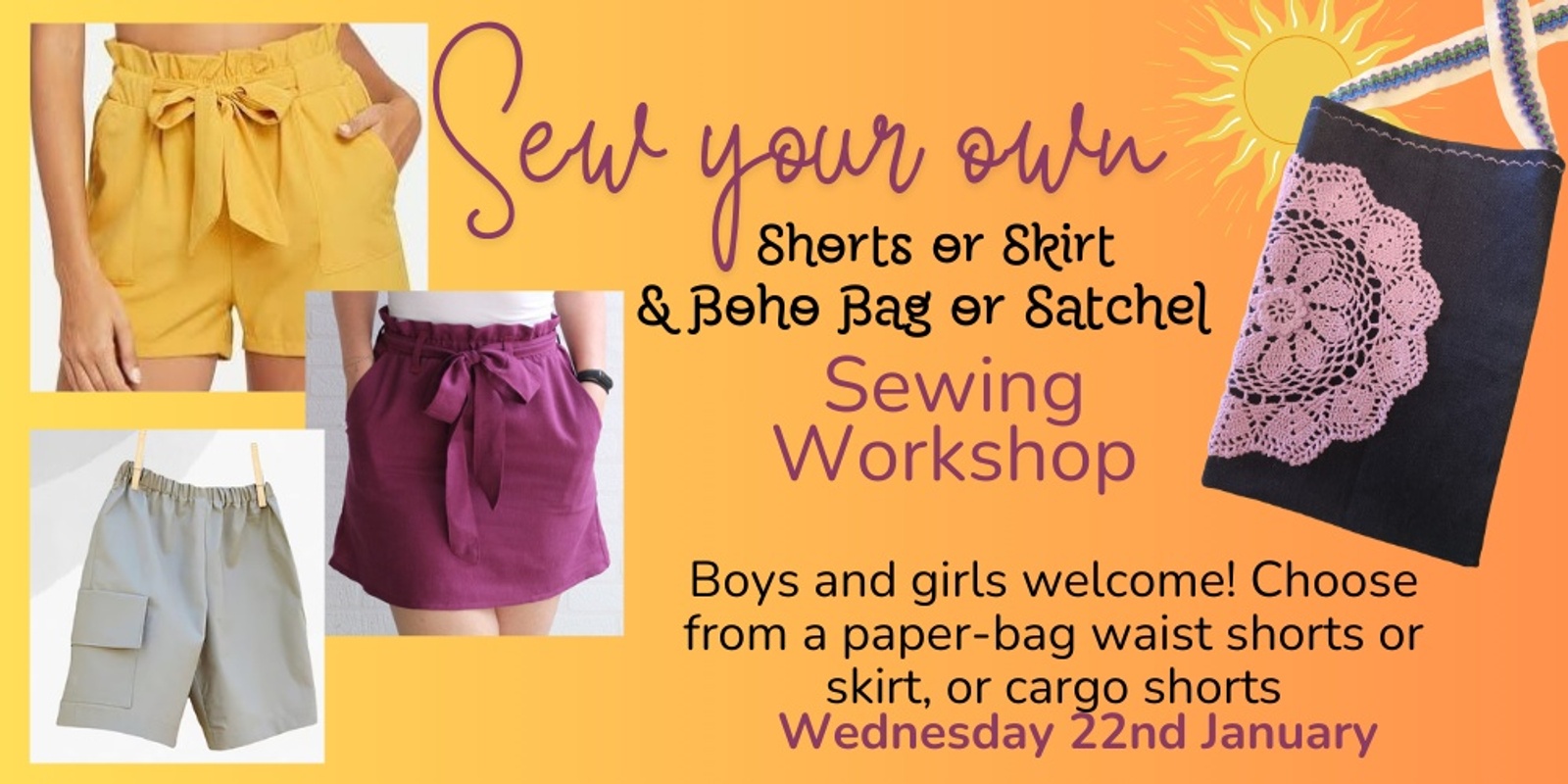 Banner image for Sew your own Summer Skirt or Shorts Sewing Workshop