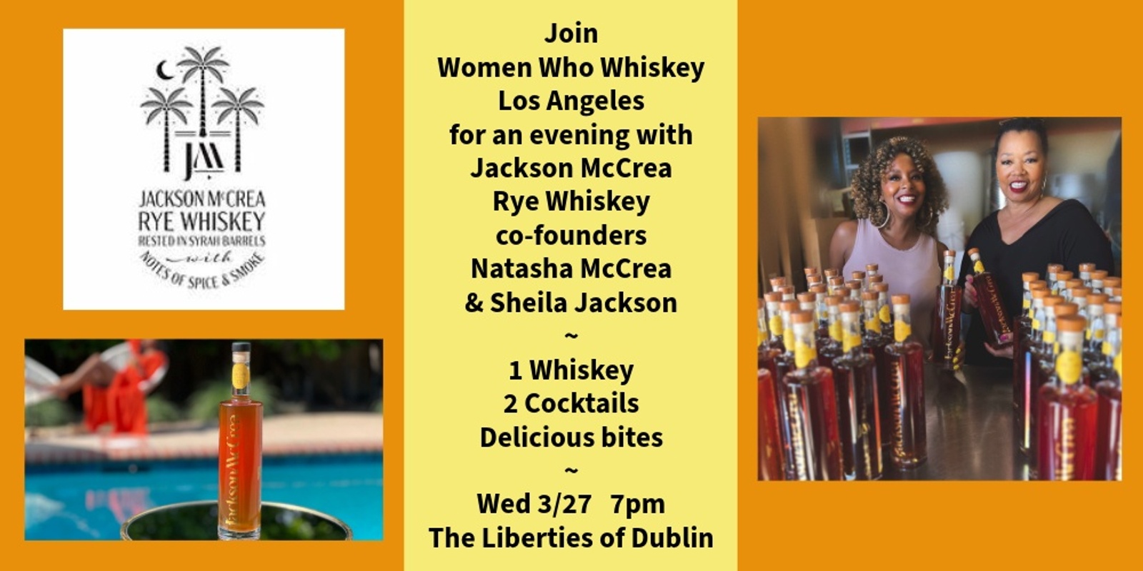 Banner image for Jackson McCrea Ultra Premium Whiskey Tasting w/ Co-founders Sheila Jackson & Natasha McCrea