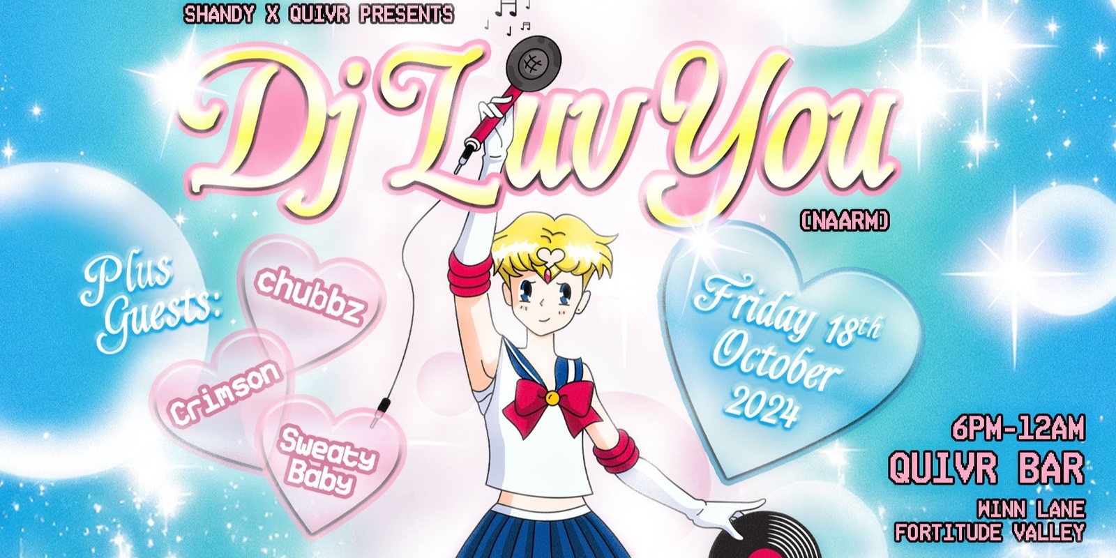 Banner image for ⋆⁺₊⋆✰🌙 Shandy × QUIVR pres. DJ Luv You (Naarm) - Queer Dance Party ✨✰⋆⁺₊⋆