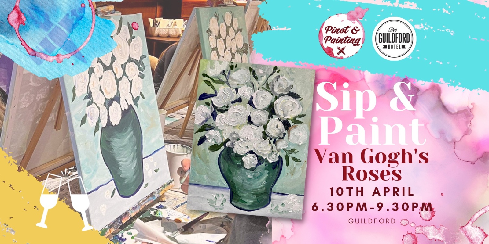 Banner image for Van Gogh's Roses - Sip & Paint @ The Guildford Hotel