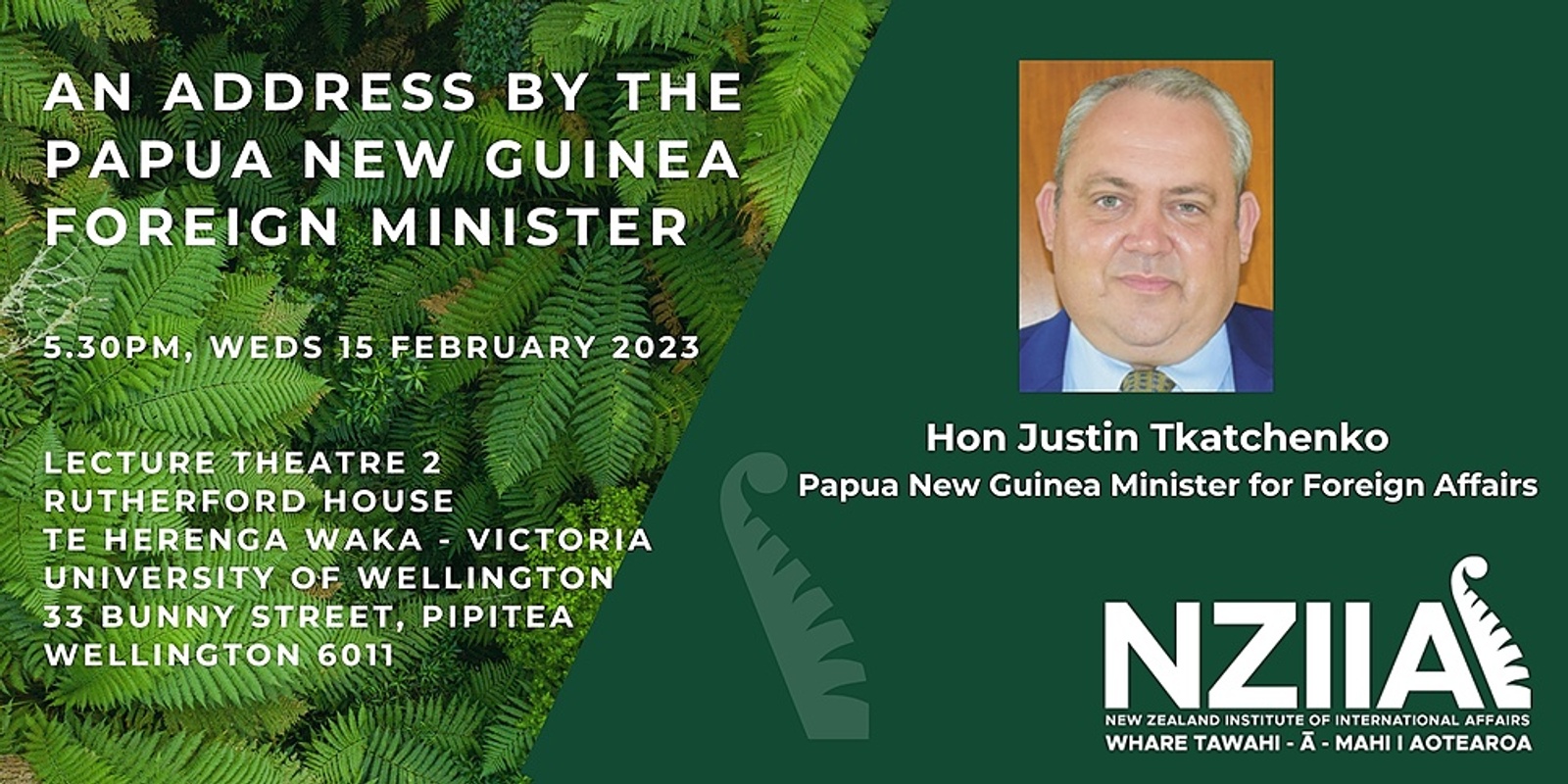 Banner image for EVENT CANCELLED: An Address by the Papua New Guinea Foreign Minister