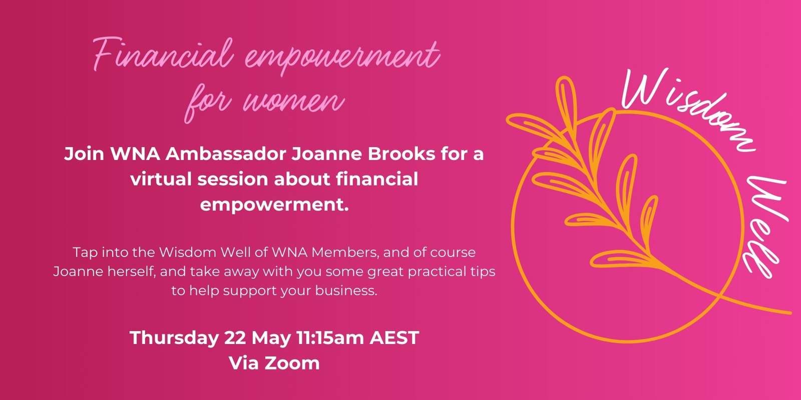 Banner image for Wisdom Well - Financial Empowerment for Women