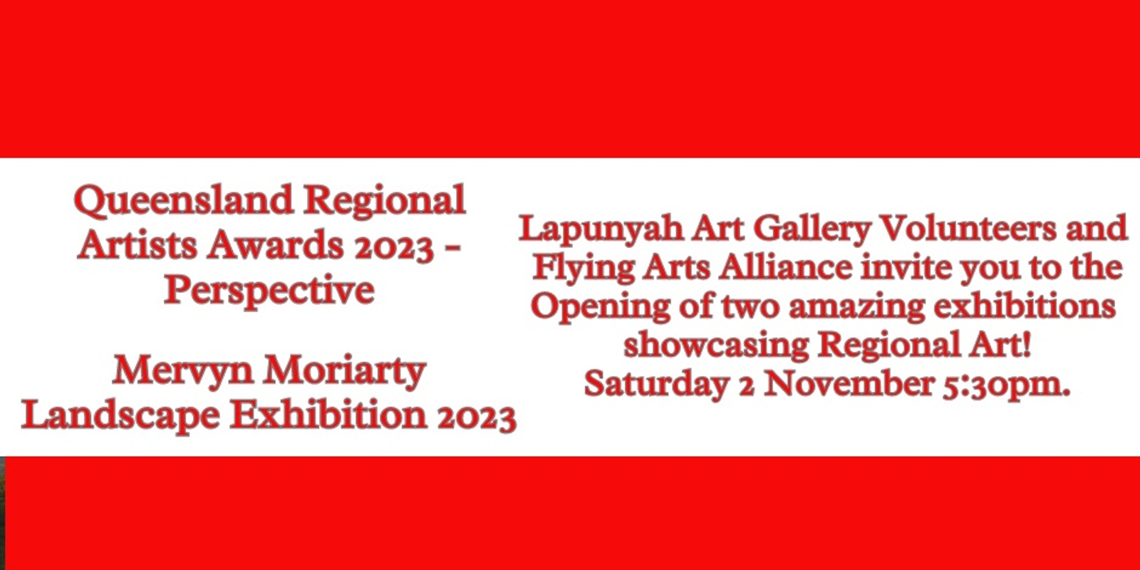 Banner image for Opening of QRAA 2023 Perspective and Mervyn Moriarty Landscape Exhibitions