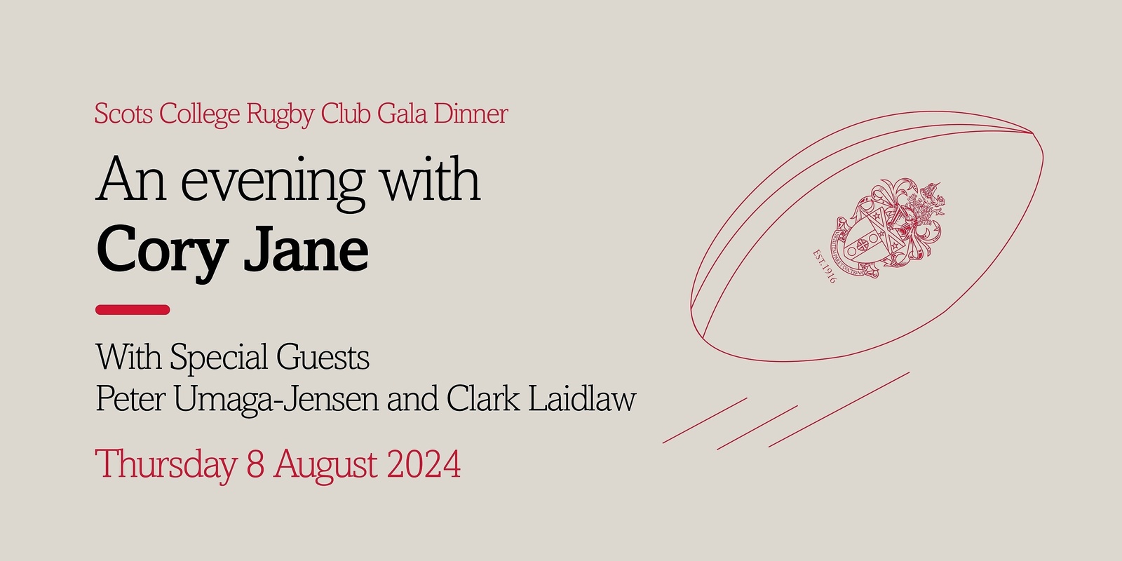 Banner image for Scots College Rugby Club - An Evening with Cory Jane