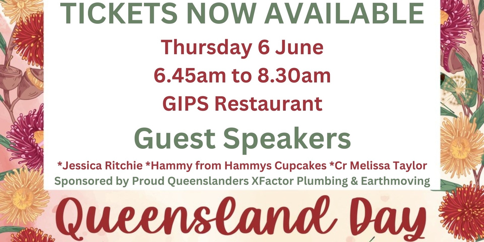 Banner image for Queensland Day Breakfast sponsored by XFactor Plumbing & Earthmoving 